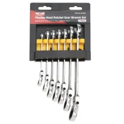 RATCHET WRENCH SET FLEXIBLE HEAD - METRIC 7 PC. (8-18MM)